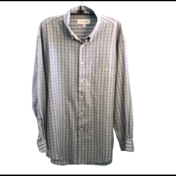 YVES ST LAURENT WHITE/BLUE CHECKED BUTTON DOWN DRESS SHIRT L (16; 32/33) - joarbit.com YVES ST LAURENT WHITE/BLUE CHECKED BUTTON DOWN DRESS SHIRT L (16; 32/33) - joarbit.com